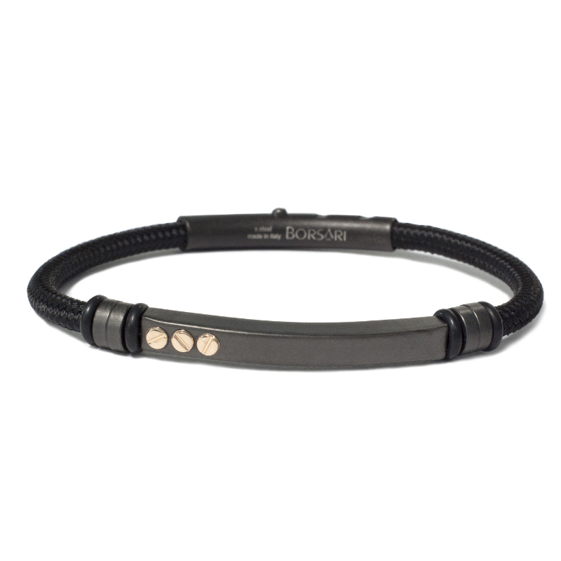 Borsari Gioielli heren armband, BR-NAUTICO61 Zwart - 22596