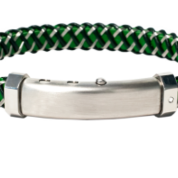 Borsari Gioielli heren armband, BR-M.CARLO09 Groen/Zwart/Staal met Diamantje - 22600