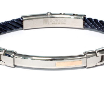Borsari Gioielli heren armband, BR-SK18ESN Blauw met 18 krt inleg. - 22603
