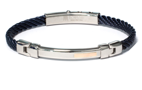 Borsari Gioielli heren armband, BR-SK18ESN Blauw met 18 krt inleg. - 22603