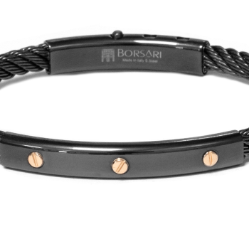 Borsari Gioielli heren armband, BR-SK04DB Bruin PVD coated Edelstaal - 22604