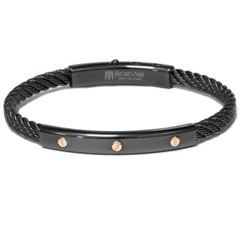 Borsari Gioielli heren armband, BR-SK04DB Bruin PVD coated Edelstaal - 22604