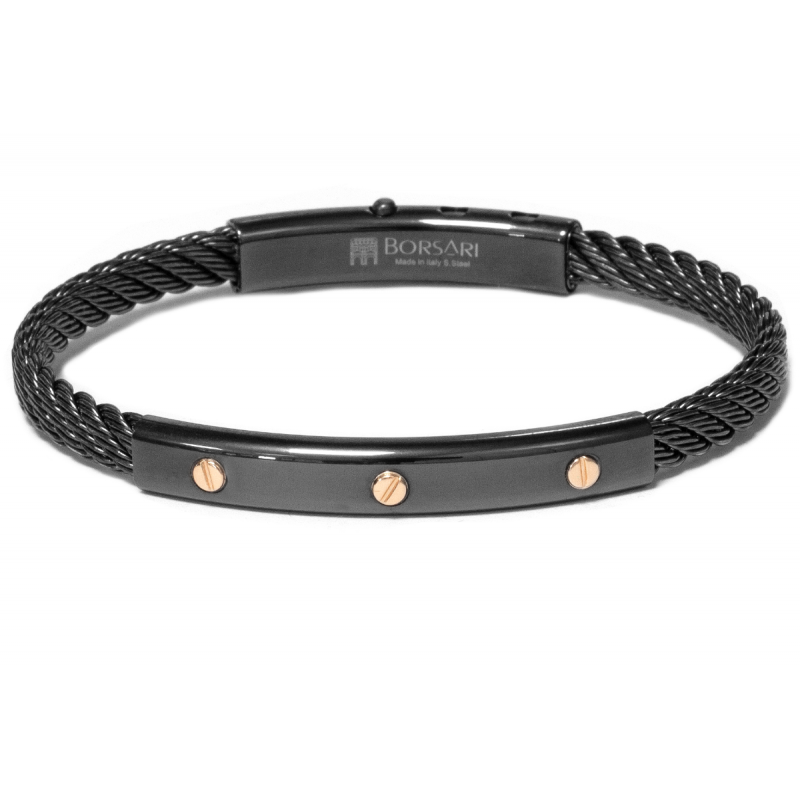 Borsari Gioielli heren armband, BR-SK04DB Bruin PVD coated Edelstaal - 22604