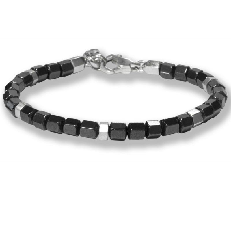 Borsari Gioielli heren armband, BR-TIBET40. Met Hematiet Edelsteen. - 22612 Borsari Gioielli heren armband, BR-TIBET40. Met Hematiet Edelsteen. - 22612