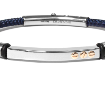 Borsari Gioielli heren armband, BR-STAU19NL Blauw PVD coated Edelstaal - 22615