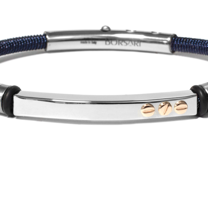 Borsari Gioielli heren armband, BR-STAU19NL Blauw PVD coated Edelstaal - 22615
