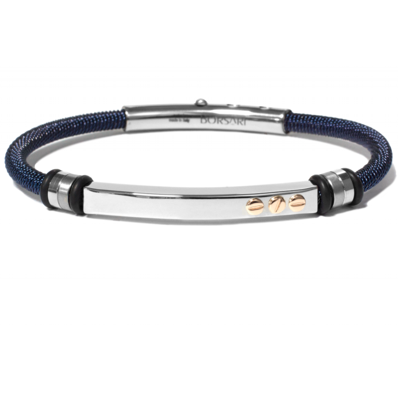 Borsari Gioielli heren armband, BR-STAU19NL Blauw PVD coated Edelstaal - 22615 Borsari Gioielli heren armband, BR-STAU19NL Blauw PVD coated Edelstaal - 22615
