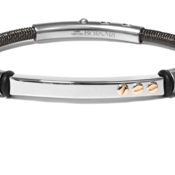 Borsari Gioielli heren armband, BR-STAU05NL Zwart PVD coated Edelstaal - 22617