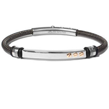 Borsari Gioielli heren armband, BR-STAU05NL Zwart PVD coated Edelstaal - 22617