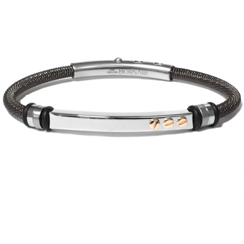 Borsari Gioielli heren armband, BR-STAU05NL Zwart PVD coated Edelstaal - 22617