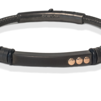 Borsari Gioielli heren armband, BR-STAU05 Zwart PVD coated Edelstaal - 22618