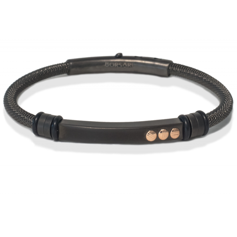Borsari Gioielli heren armband, BR-STAU05 Zwart PVD coated Edelstaal - 22618 Borsari Gioielli heren armband, BR-STAU05 Zwart PVD coated Edelstaal - 22618
