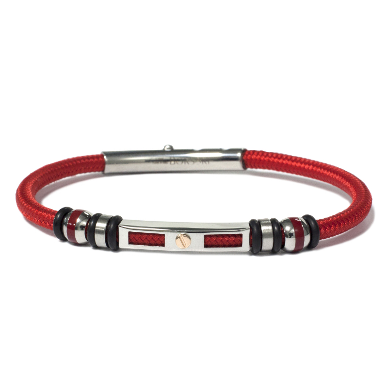 Borsari Gioielli heren armband, BR-NAUTICO38 Rood - 22634