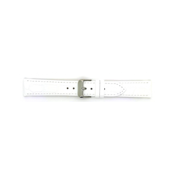 Horlogeband 20mm Wit, krokodillenprint - 22827
