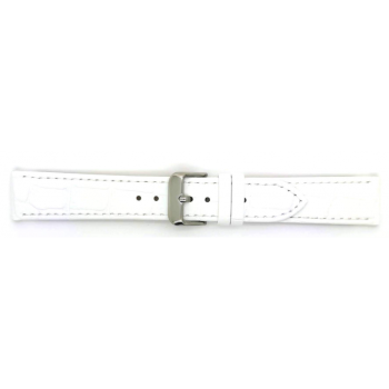 Horlogeband 20mm Wit, krokodillenprint - 22827