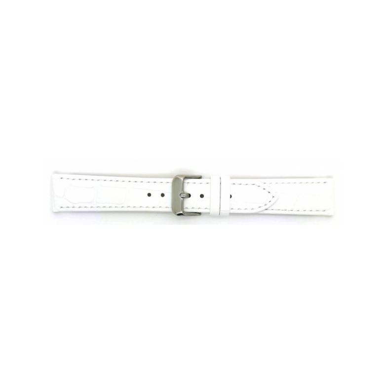 Horlogeband 20mm Wit, krokodillenprint - 22827