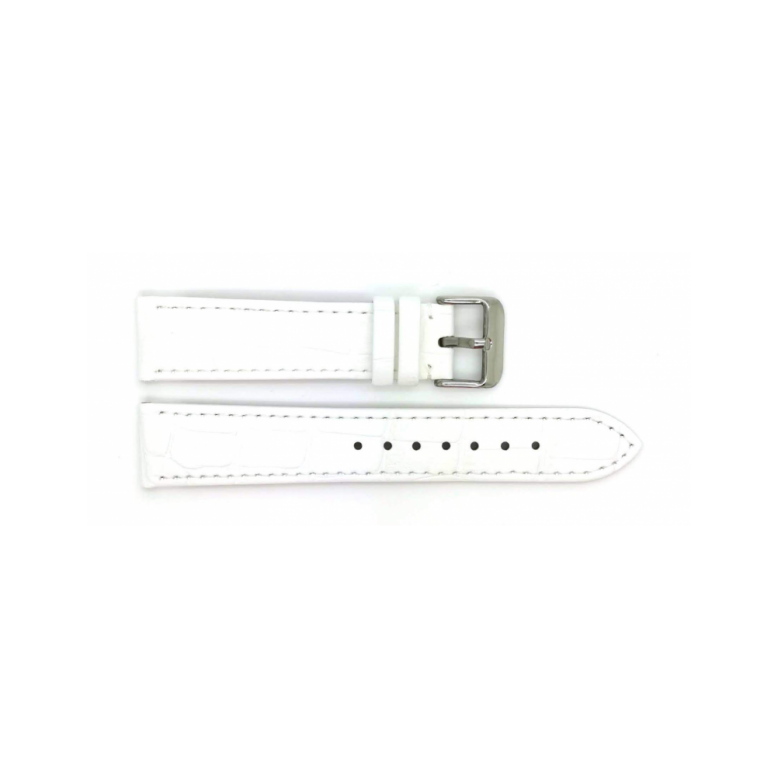 Horlogeband 20mm Wit, krokodillenprint - 22827