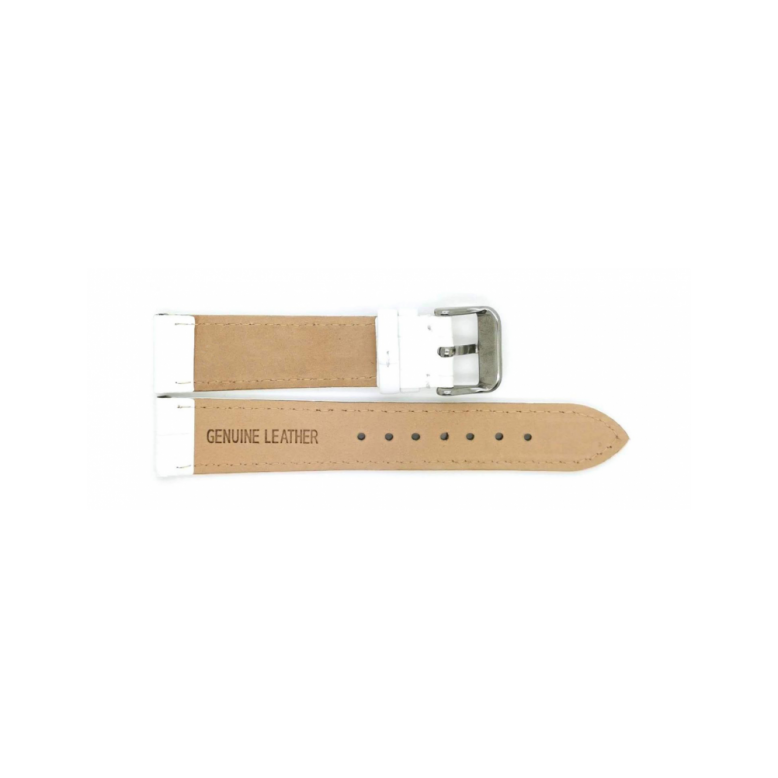 Horlogeband 20mm Wit, krokodillenprint - 22827