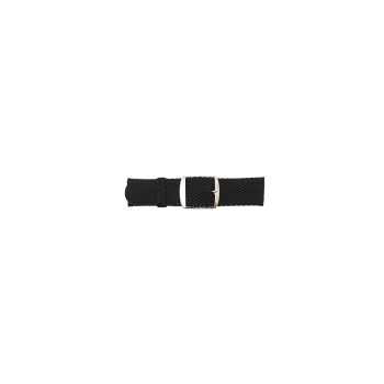 Perlon horlogeband met stalen gesp. Zwart. 12mm - 23937