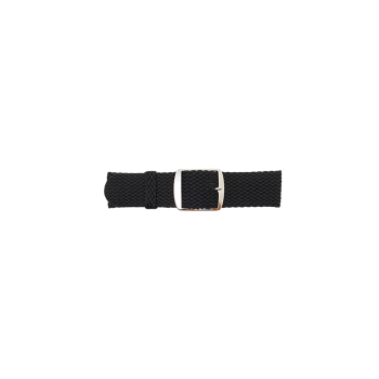 Perlon horlogeband met stalen gesp. Zwart. 12mm - 23937