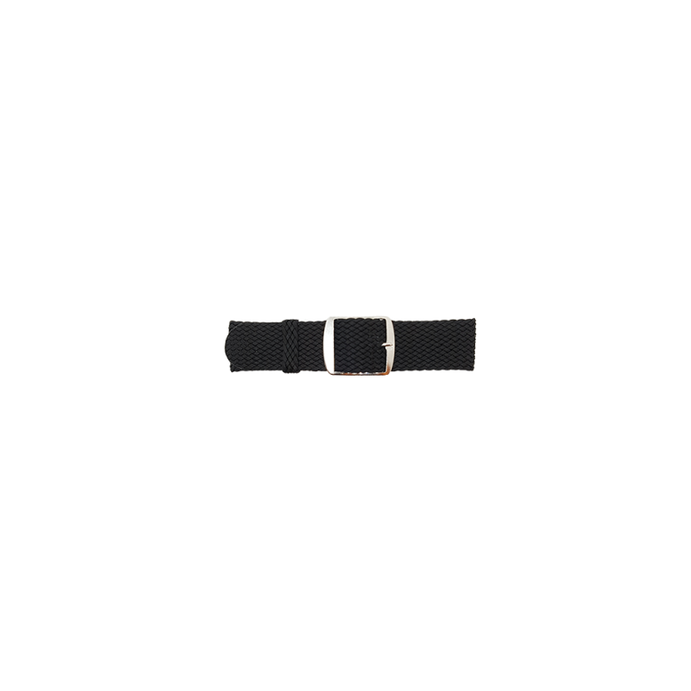 Perlon horlogeband met stalen gesp. Zwart. 12mm - 23937
