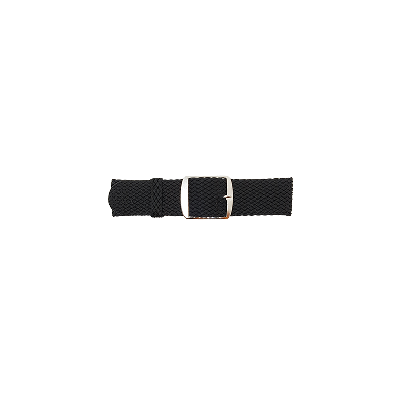 Perlon horlogeband met stalen gesp. Zwart. 12mm - 23937