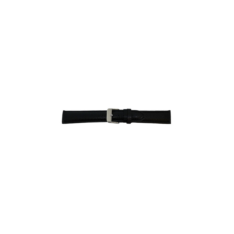 Horlogeband 12mm, hagedis print, zwart - 22637