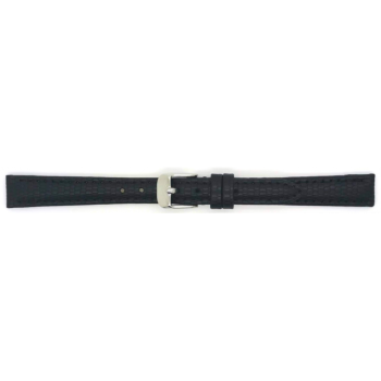 Horlogeband 14mm, Zwart met Hagedisprint - 22908