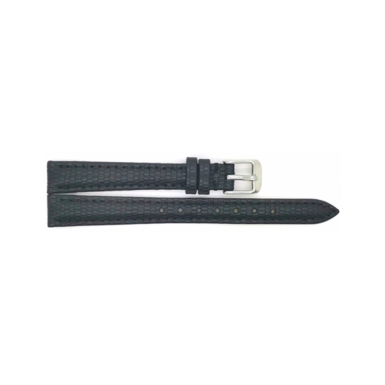Horlogeband 14mm, Zwart met Hagedisprint - 22908