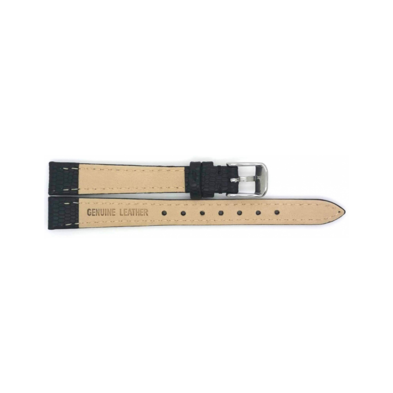 Horlogeband 14mm, Zwart met Hagedisprint - 22908