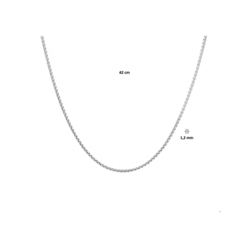 Collier, zilver venetiaans bol 1,2mm. (lengte: 42cm.) - 23585