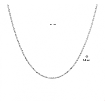 Collier, zilver venetiaans bol 1,2mm. (lengte: 42cm.) - 23585
