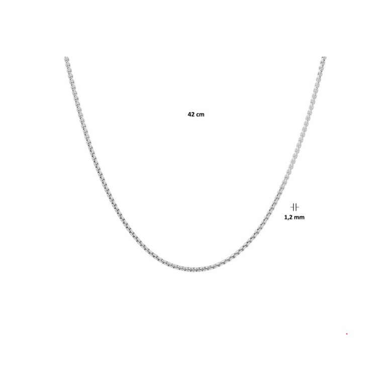 Collier, zilver venetiaans bol 1,2mm. (lengte: 42cm.) - 23585