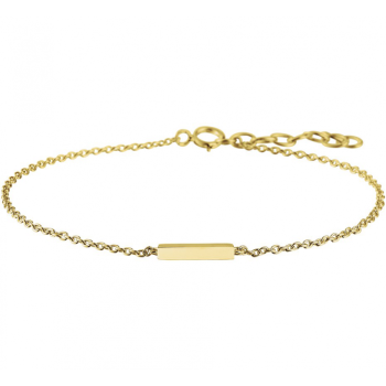 Armband, zilver verguld met balkje (lengte: 16-19cm.) - 22961
