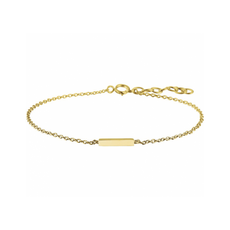 Armband, zilver verguld met balkje (lengte: 16-19cm.) - 22961