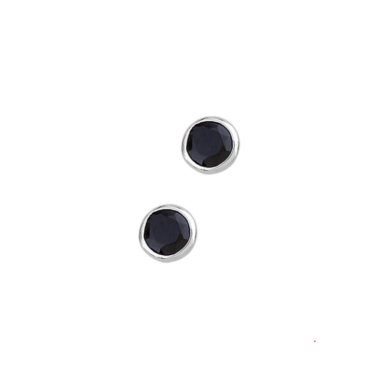 Oorknoppen, zilver gerhodineerd zwart zirkonia - 23053
