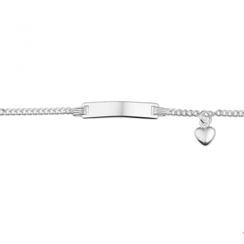 Graveerarmband, zilver met hart (lengte: 9-11cm.) - 22777