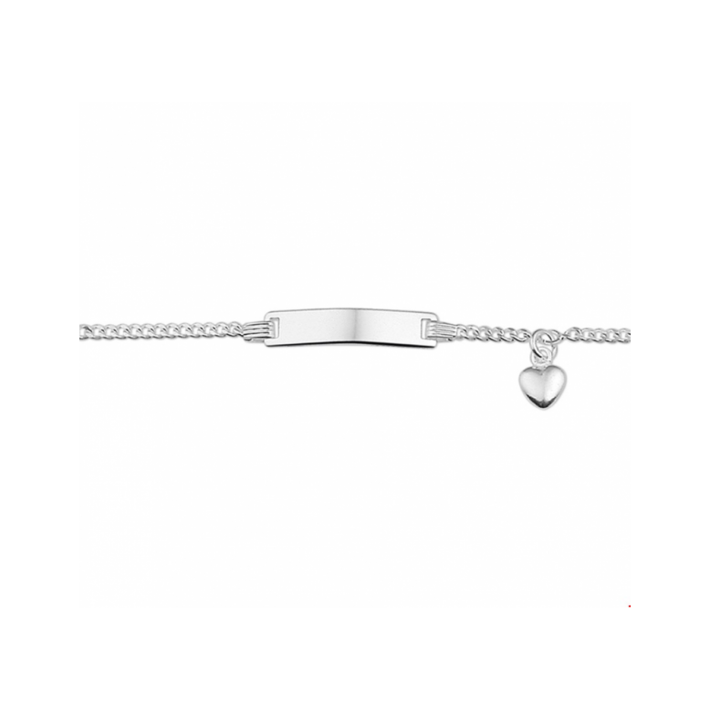 Graveerarmband, zilver met hart (lengte: 9-11cm.) - 22777