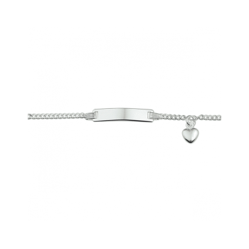 Graveerarmband, zilver met hart (lengte: 9-11cm.) - 22777