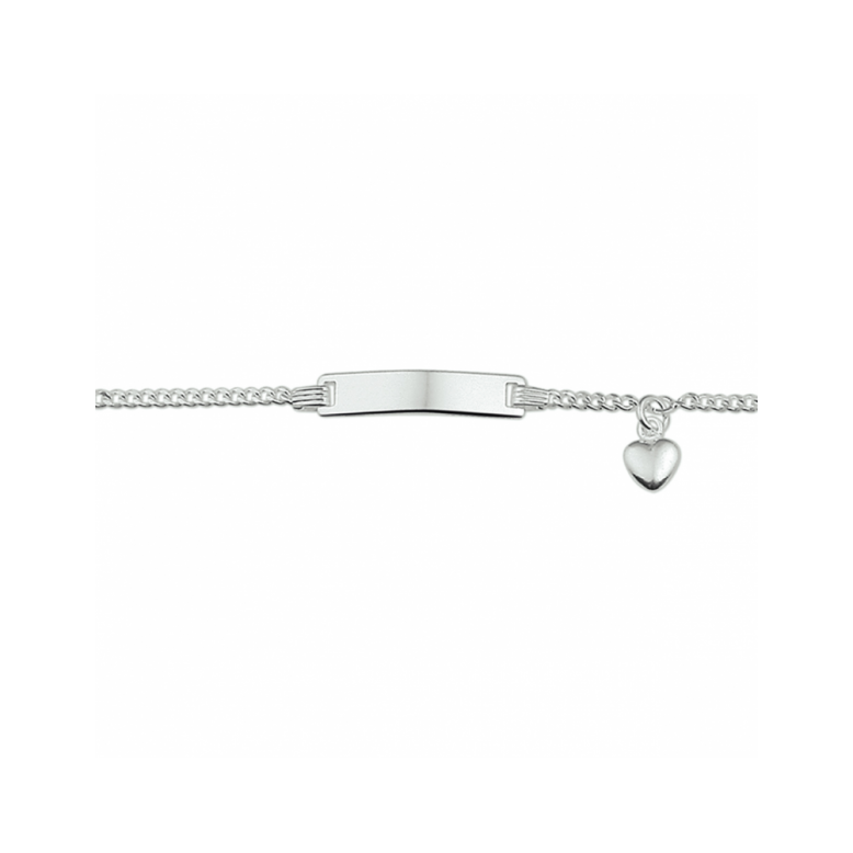 Graveerarmband, zilver met hart (lengte: 9-11cm.) - 22777
