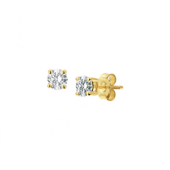 Oorknoppen, 14krt.goud met zirkonia (4mm.) - 23342 Oorknoppen, 14krt.goud met zirkonia (4mm.) - 23342