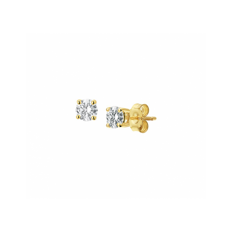 Oorknoppen, 14krt.goud met zirkonia (4mm.) - 23342