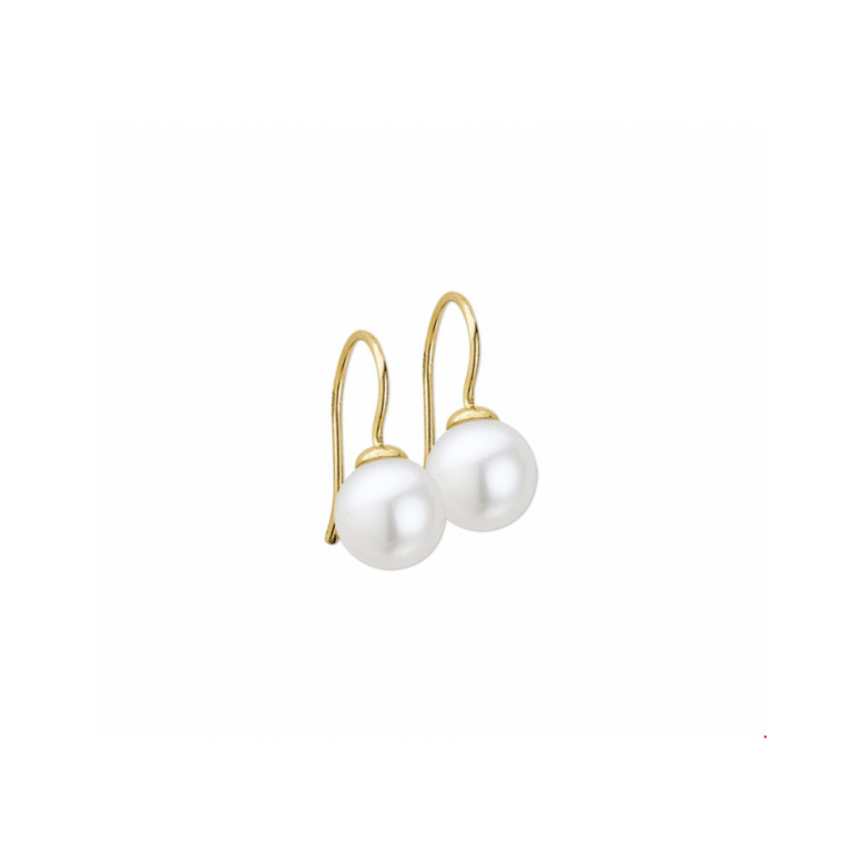 Oorhangers, 14krt.goud met zoetwaterparel 9mm. - 23245