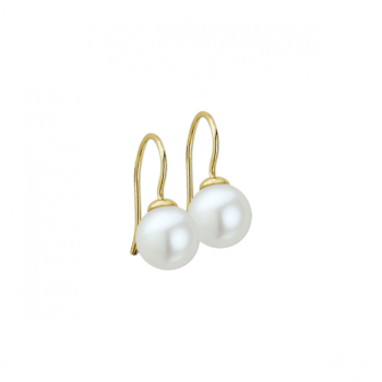 Oorhangers, 14krt.goud met zoetwaterparel 9mm. - 23245