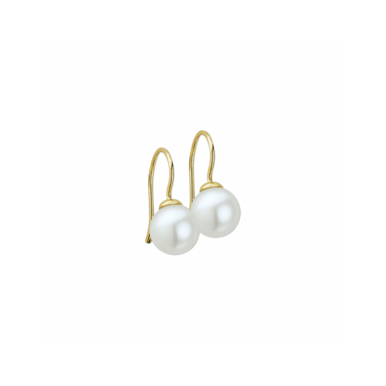 Oorhangers, 14krt.goud met zoetwaterparel 9mm. - 23245