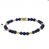 My Bendel Armband, Elastische Edelstaal Vergulde Kralenarmband met Lapis Lazuli (Medium) - 22658