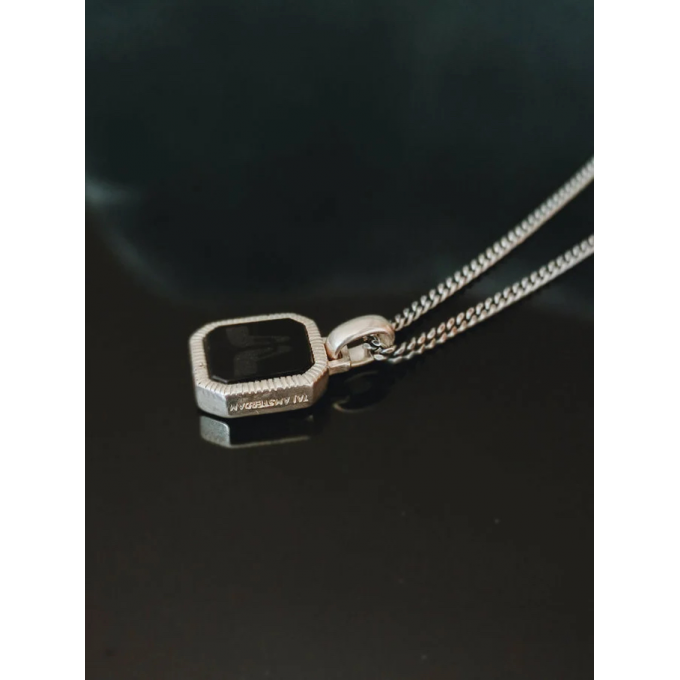 TAJ AMSTERDAM Zilveren Hanger met onyx CHETAS (12x12mm) staat symbool voor: "bescherming" - 22665
