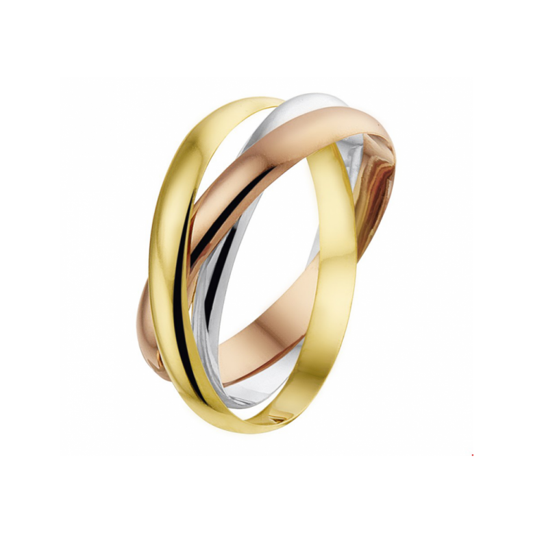 HC Ring, 14krt. tricolour goud (maat 17) - 23297