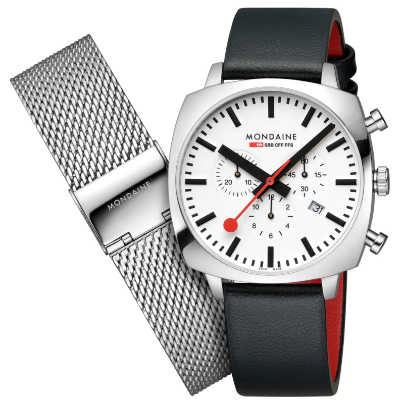 Mondaine Horloge Grand Cushion MSL.41410.LBV (met extra band) - 22690