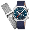 Mondaine Horloge Grand Cushion MSL.41440.LD Blauw (met extra band) - 22691 Mondaine Horloge Grand Cushion MSL.41440.LD Blauw (met extra band) - 22691
